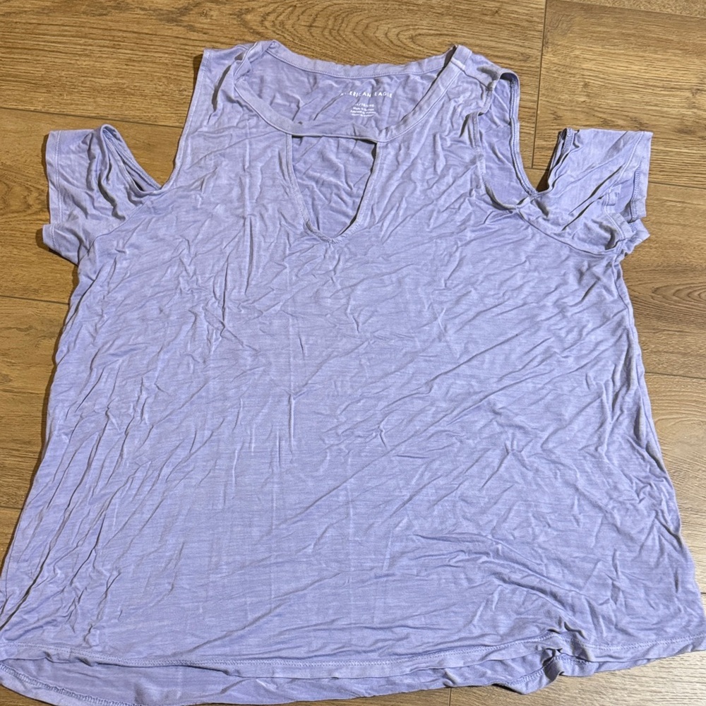American Eagle Outfitters Light Purple Cold Shoulder Tee